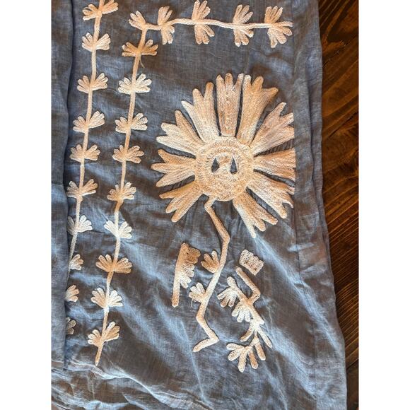 Dolma Cotton Floral Tunic Shift Maxi Dress Botanical Boho Hippie Coastal Sheer - Picture 10 of 10